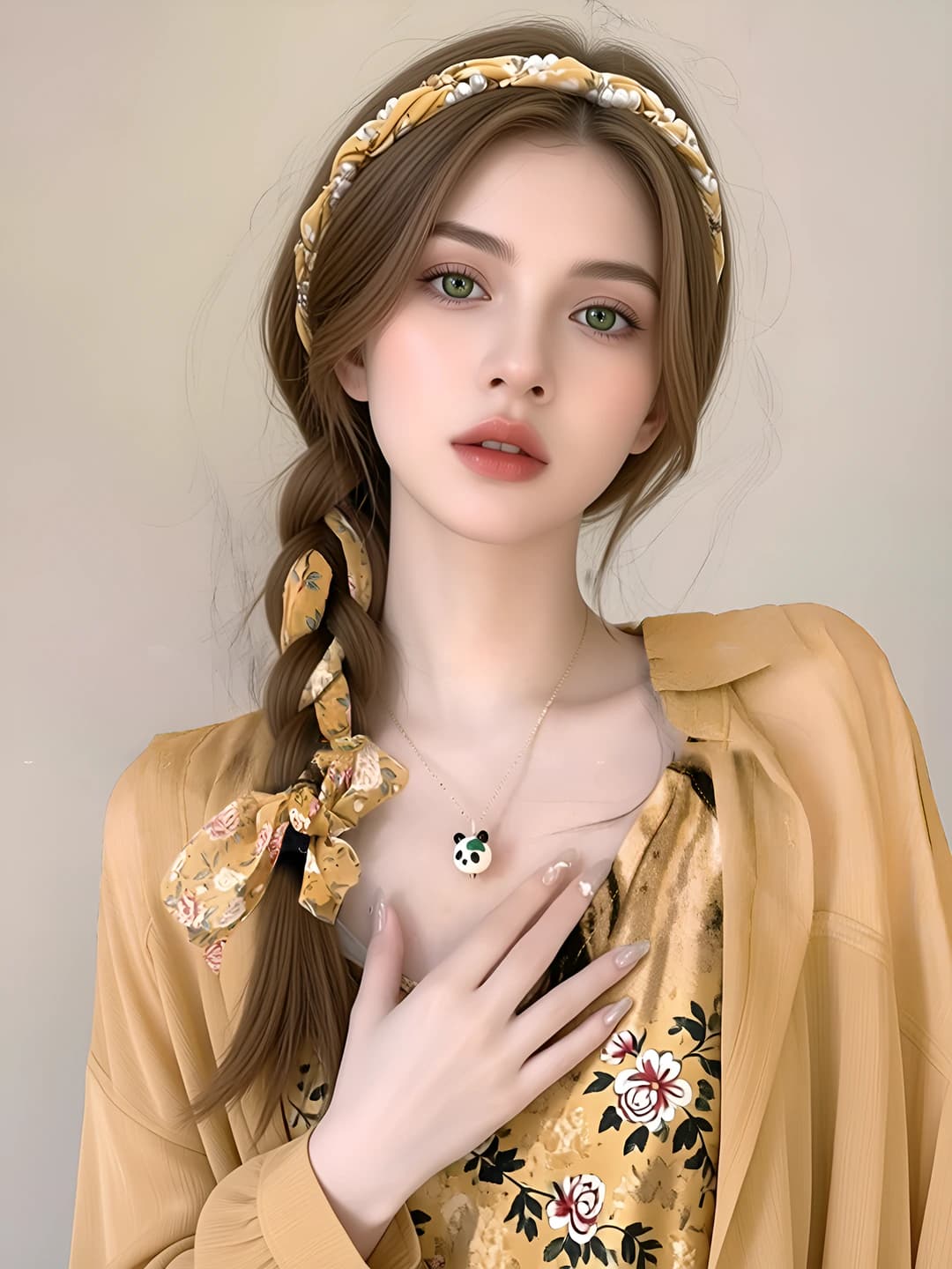 Yellow small floral ribbon headband