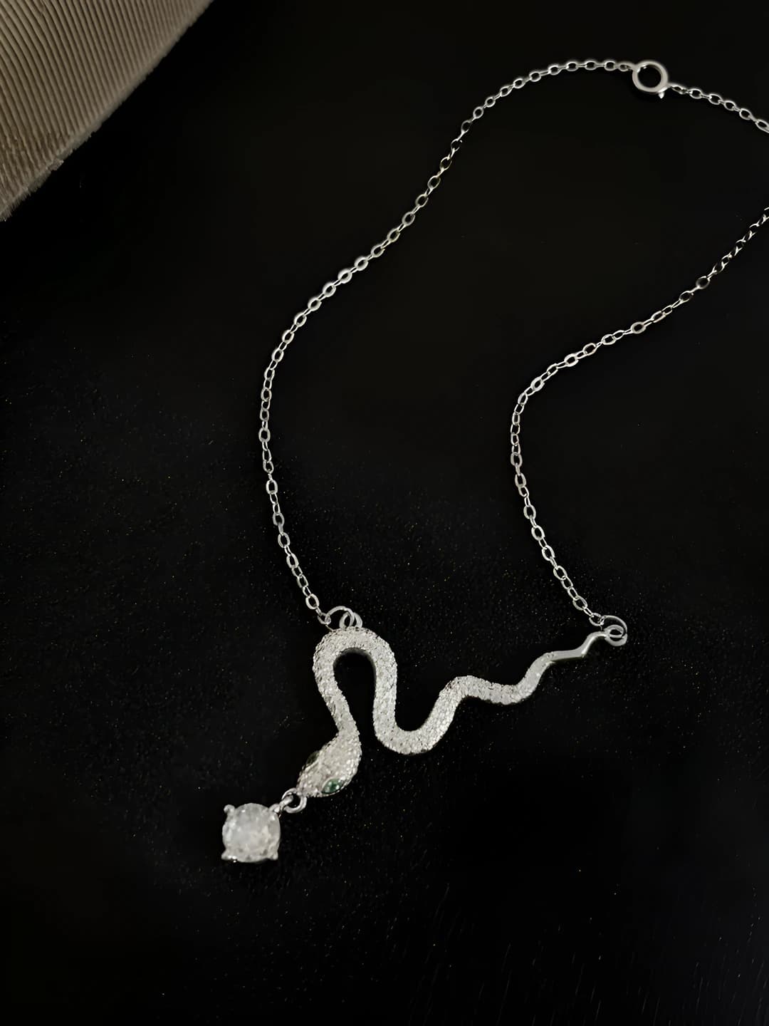 Women's rhinestone snake pendant necklace, design, autumn-winter