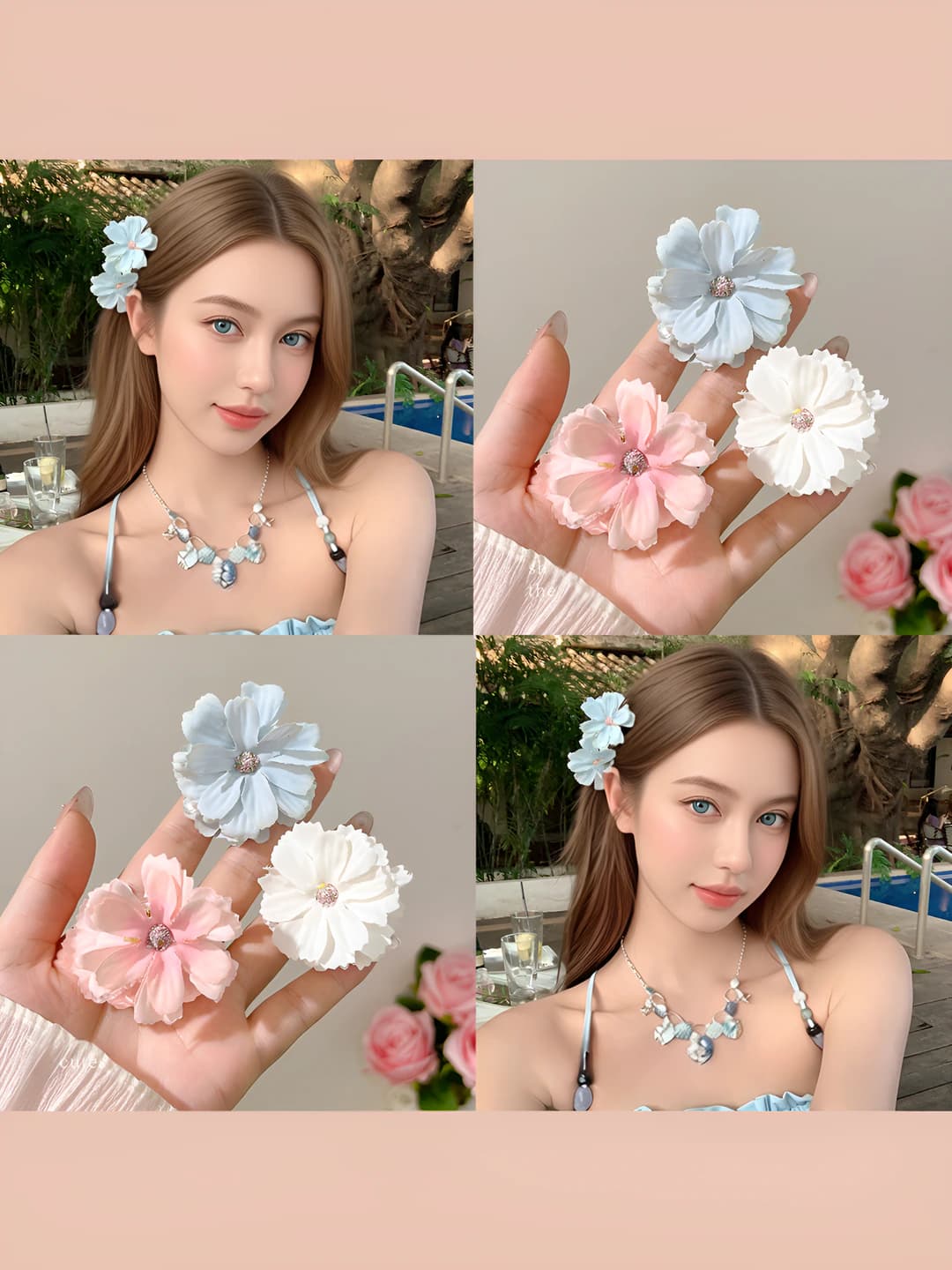Women's hair clips and combs with floral pattern, 2026, small size, for side