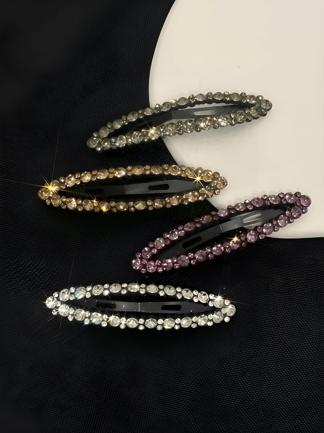 Women's rhinestone BB hair clips, premium style, oval design element