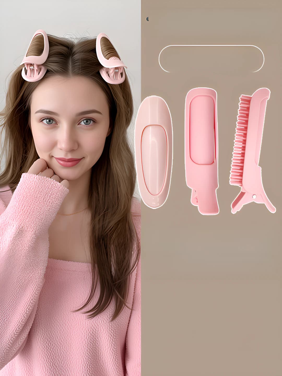 Women's hair clips and combs: 3-piece set, root lifting and volumizing, plastic, clips, Korean style, geometric design element