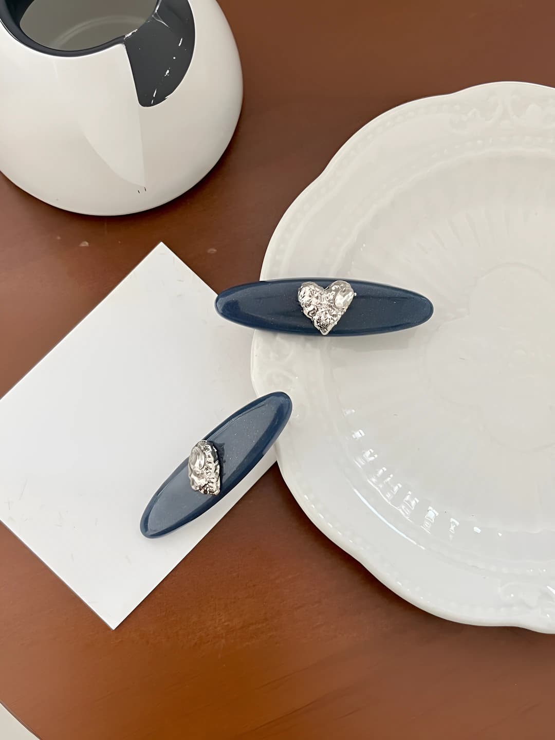 Women's hair clips and combs: summer, heart-shaped rhinestone, straight bar, geometric design element, fresh and sweet style