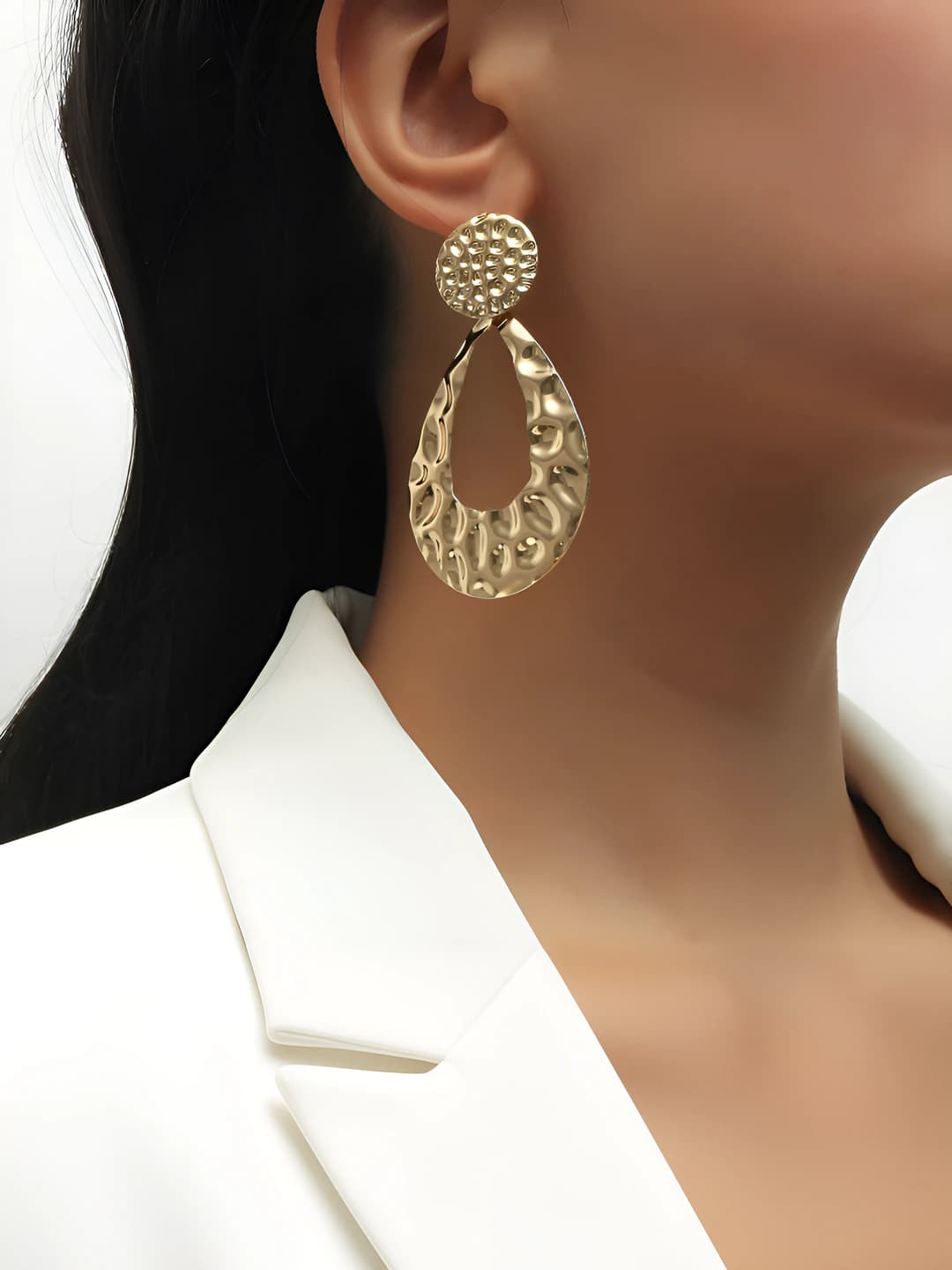 Women's metal earrings: irregular lava, drop shape, geometric, electroplated, light luxury style