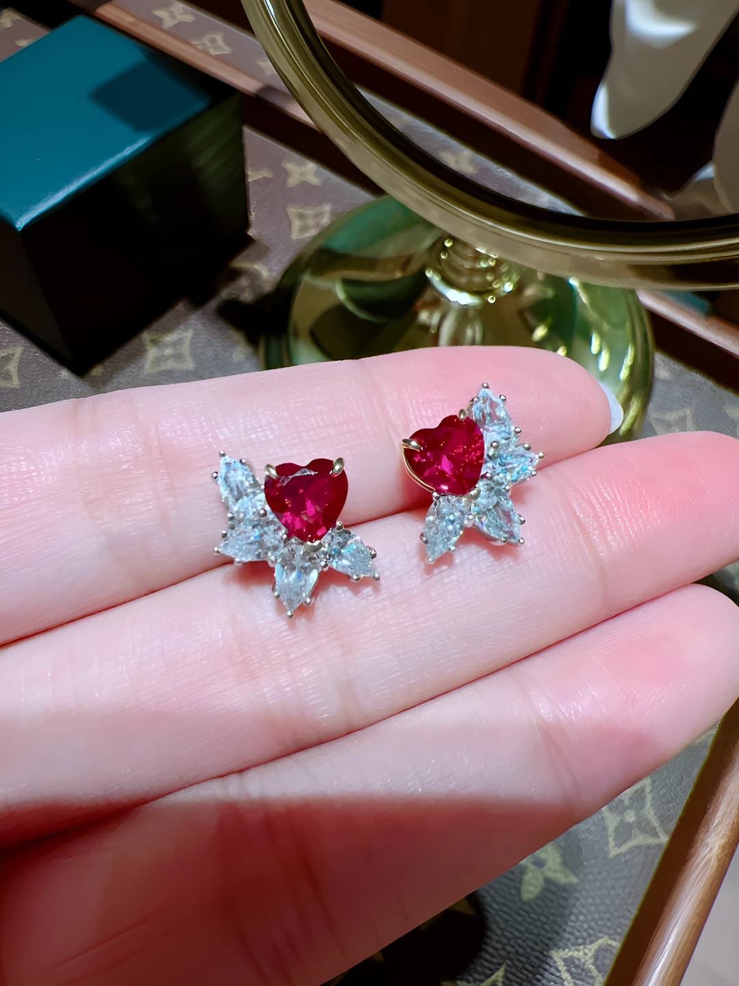 Double heart earrings [pair price]