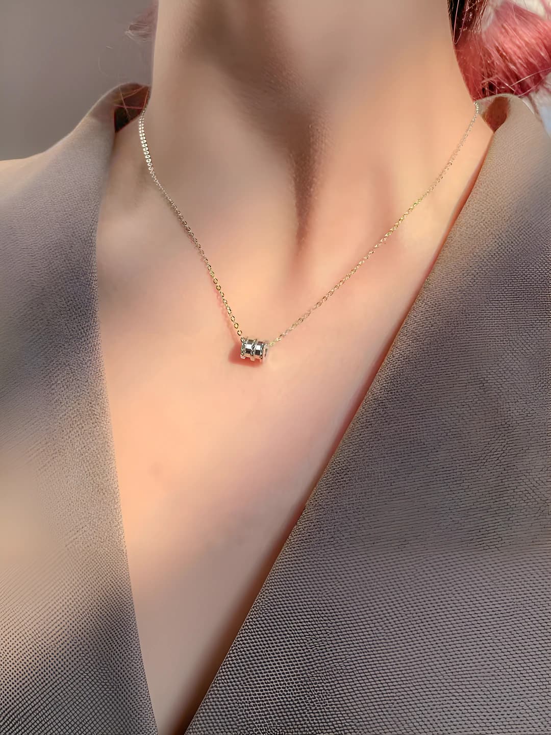 Slim waist necklace (Titanium plated white gold)