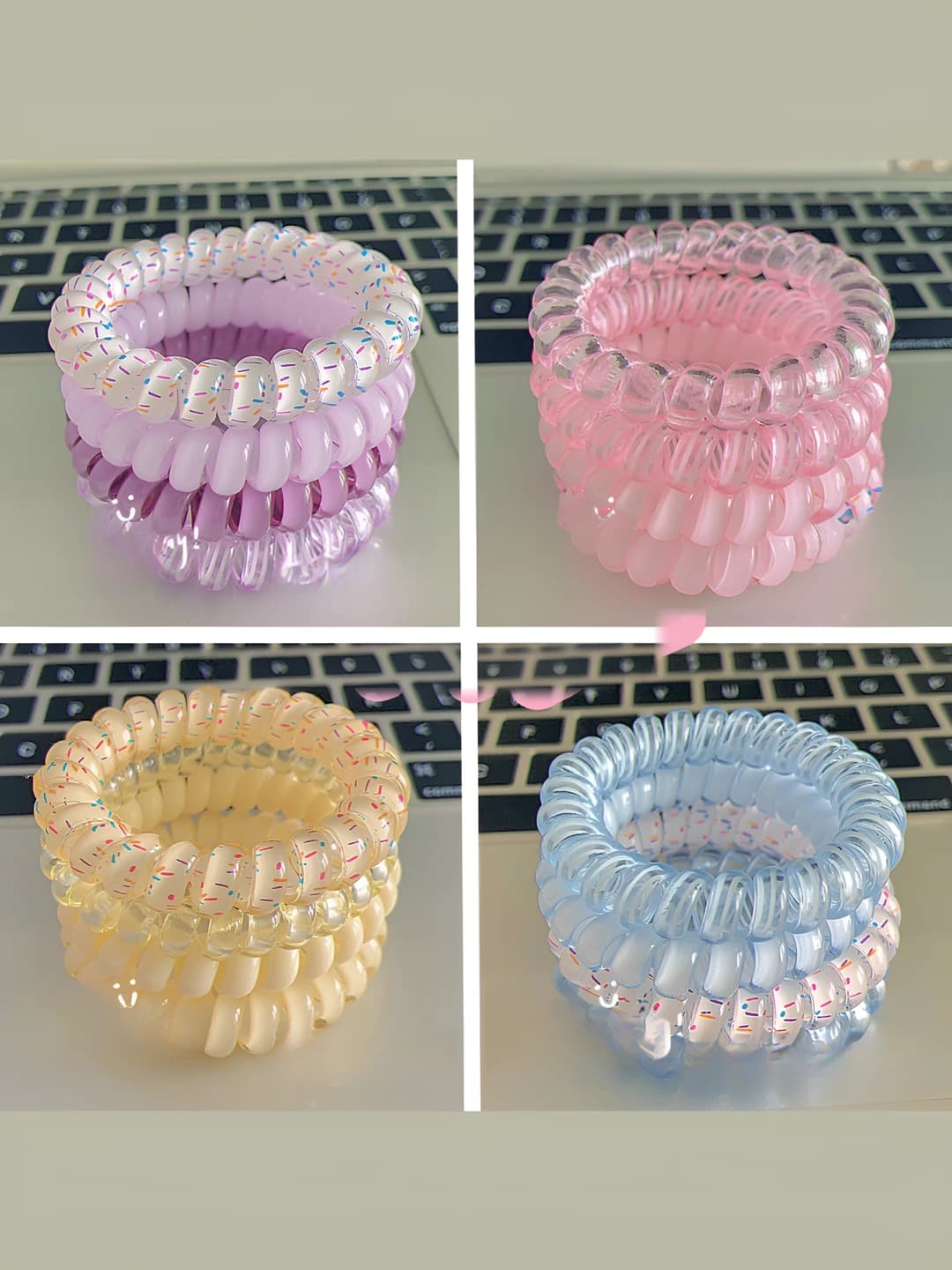 Women's telephone wire style hair ties: summer, large size, plastic, handmade, fresh and sweet style hair accessories