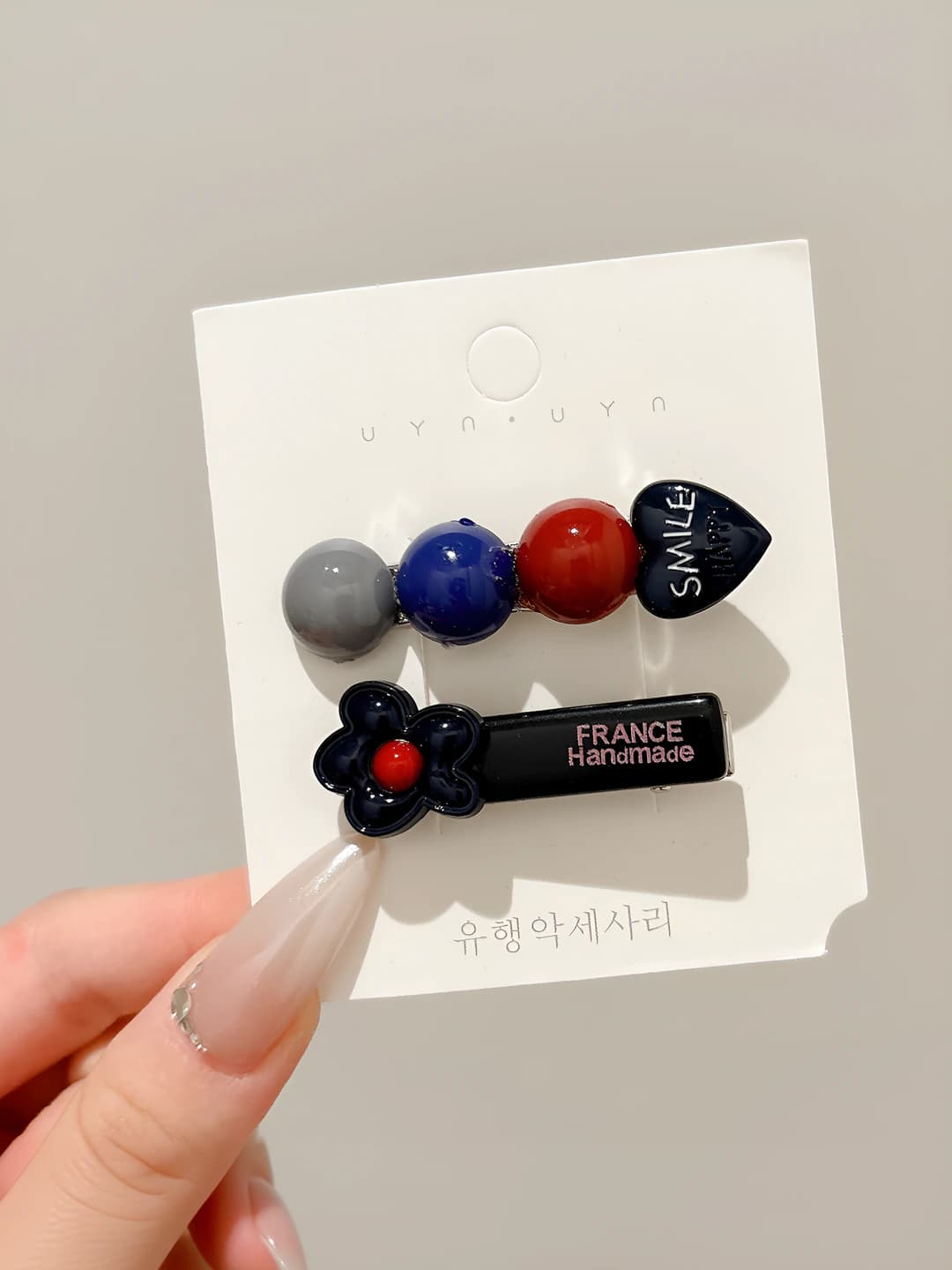 Blue & red flower clip 4.5/5.5 cm