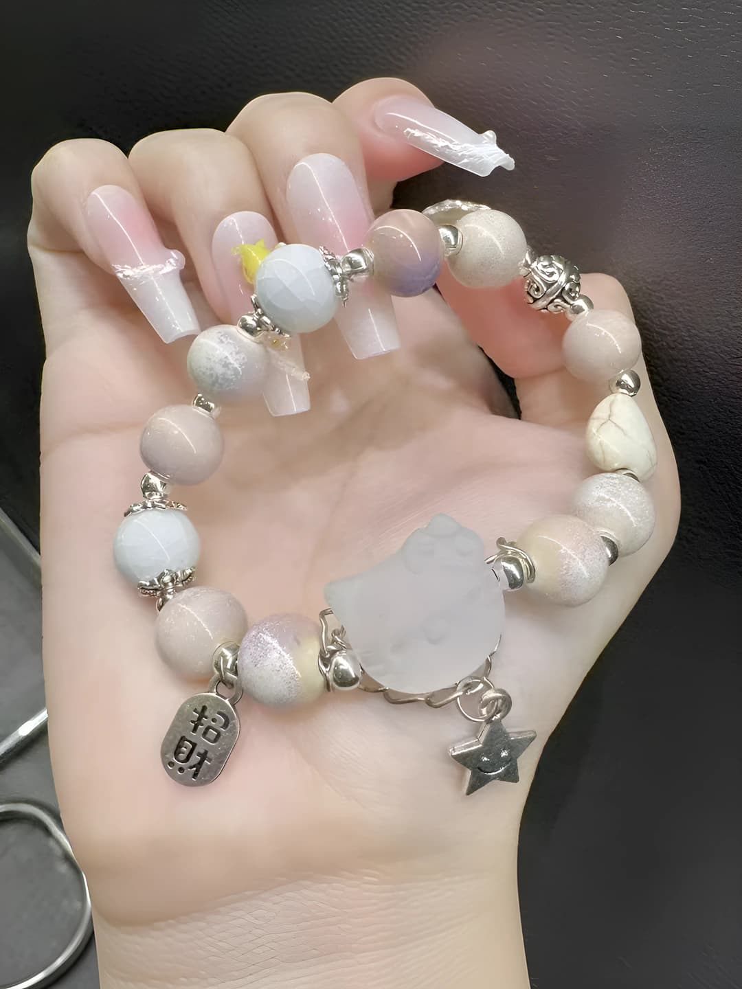 Semi-Transparent White KT Cat Bracelet
