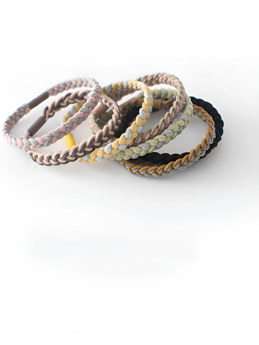 Women's braided elastic hair ties: candy colors, cable knit, high elasticity, minimalist style