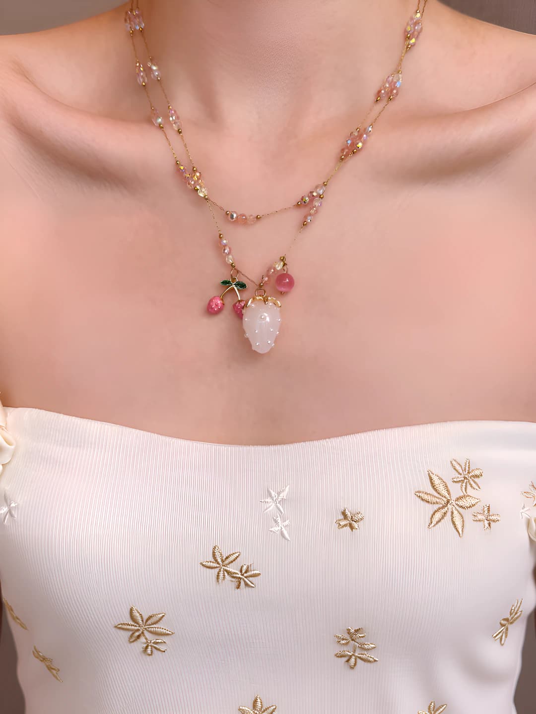 29# Necklace - Gold - Pink - White