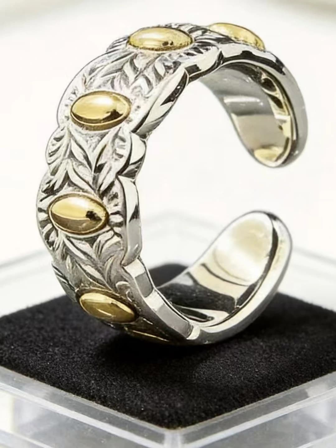 Women's open cuff fashion ring in minimalist style