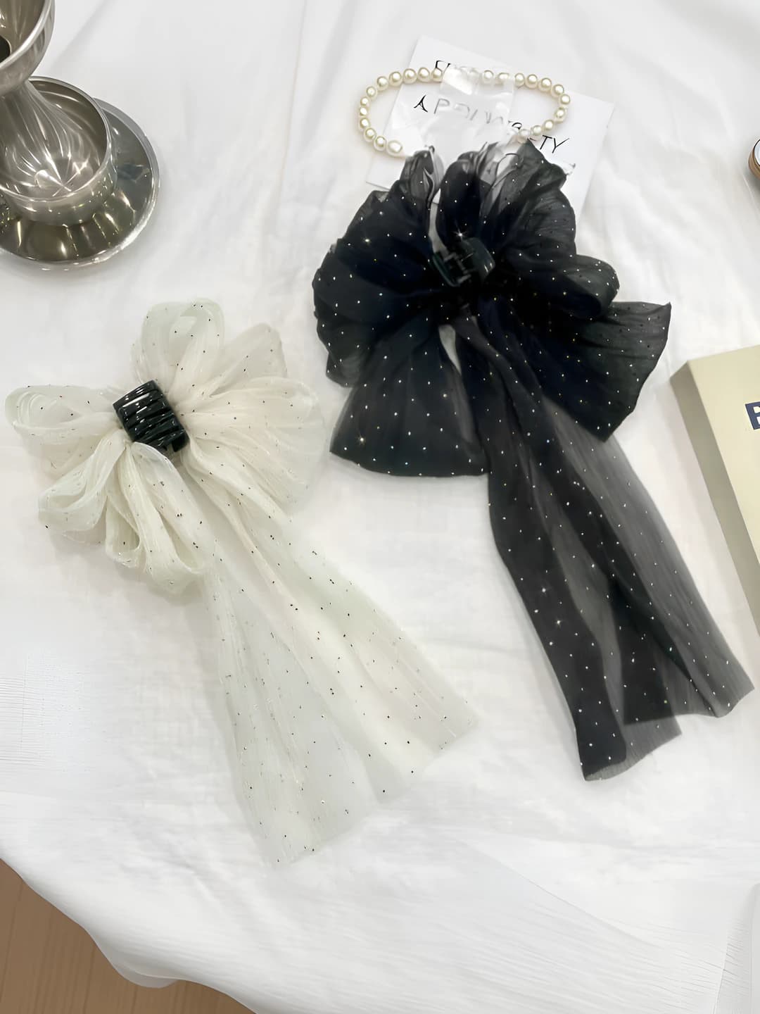 Женские удлинённые tulle bow claw заколки и гребни, большой размер, для затылка, для укладки волос