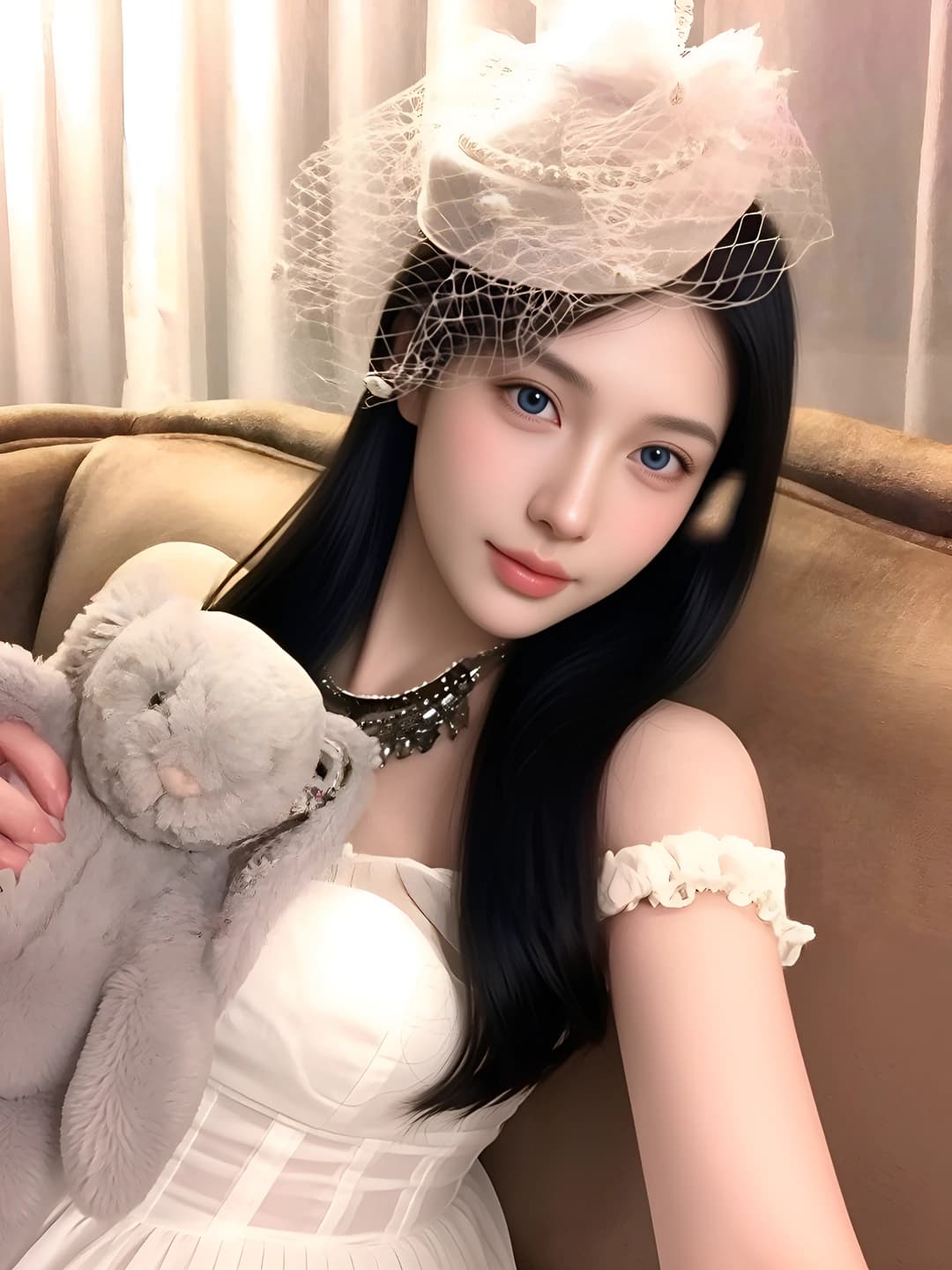 White mesh mini hat