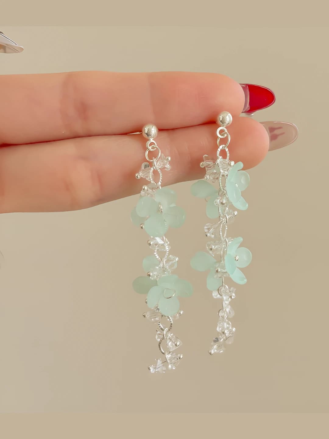 Blue floral silver studs