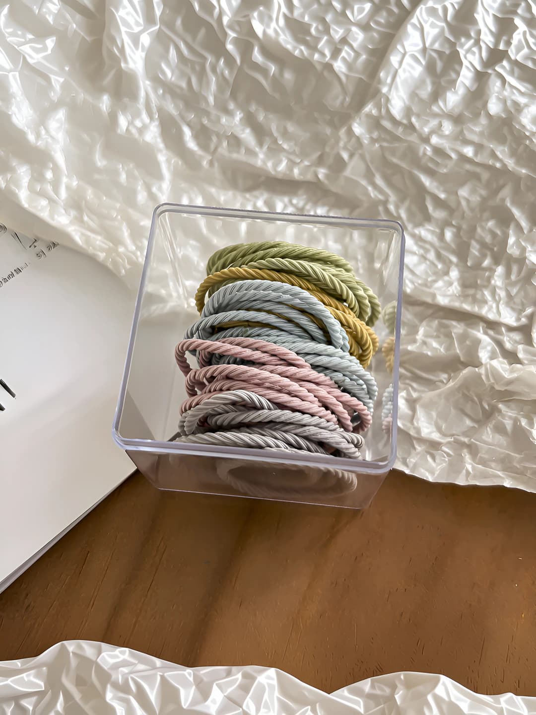 Light colour elastic rubber hair ties-50 pcs