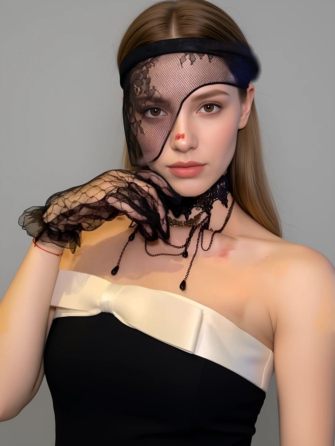 Ayollar uchun dantel yuzni qoplagan obodok, Halloween va cosplay uchun
