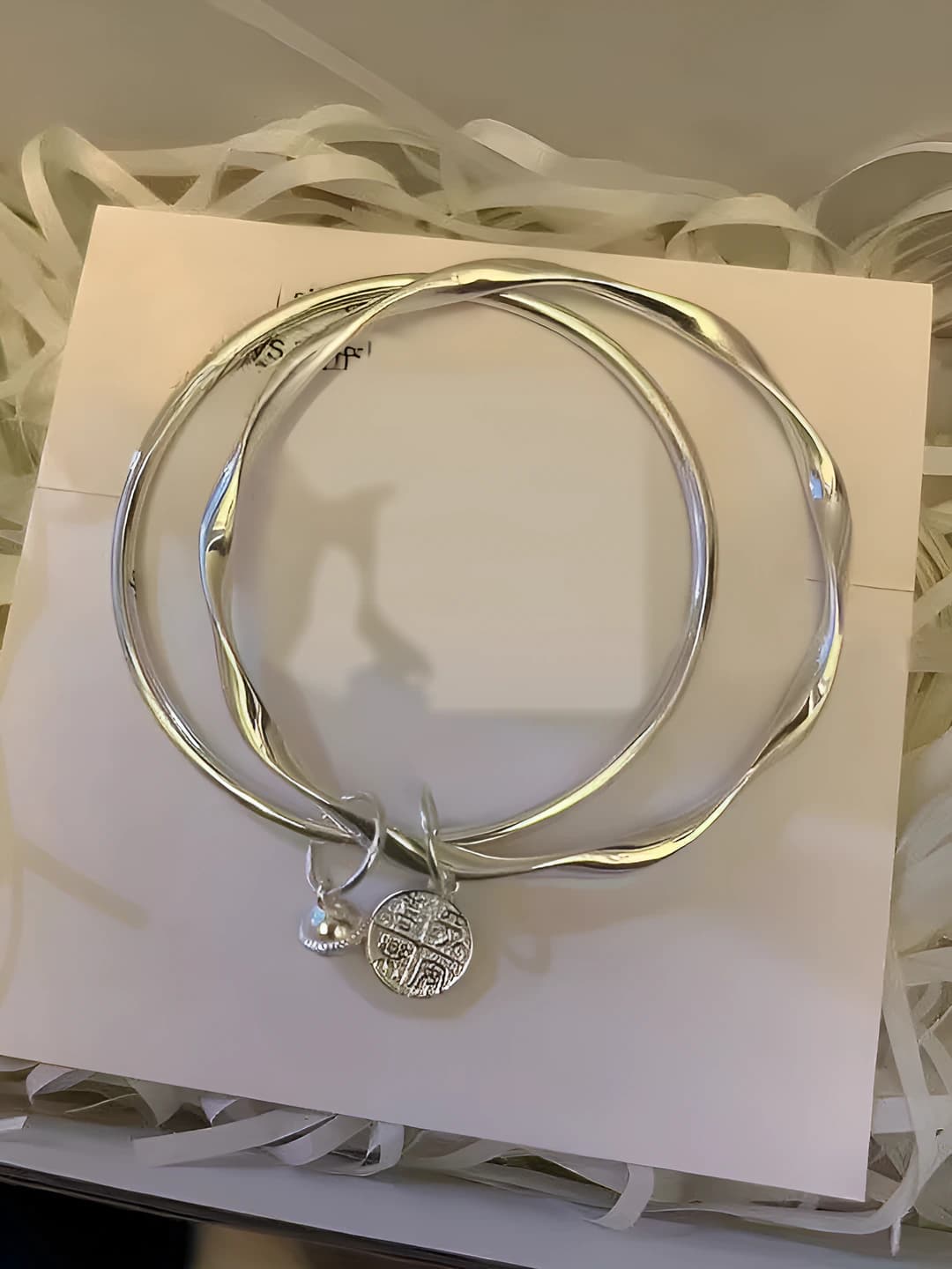 Women's Mobius double ring bell bracelet with pure silver plating