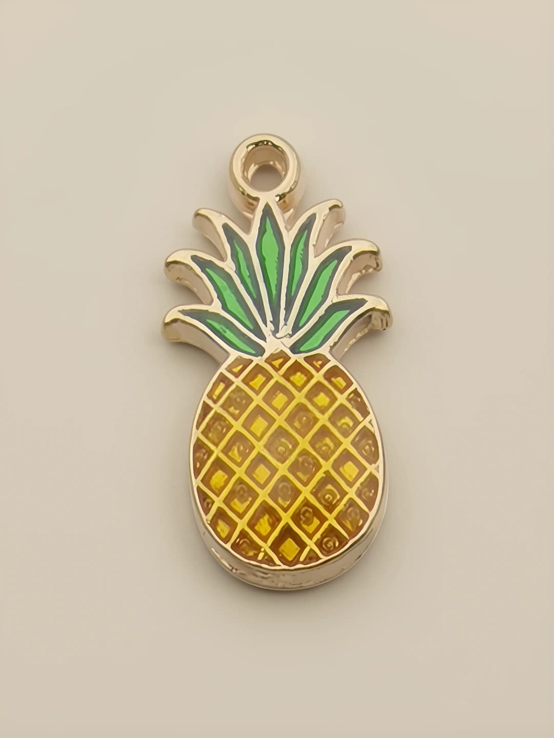 Yellow enamel pineapple 17x9mm