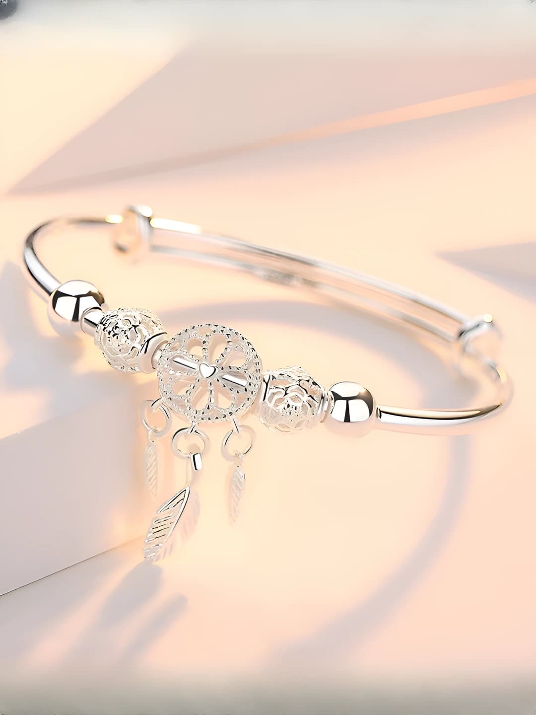 Women's Korean style adjustable dreamcatcher bracelet with silver plating