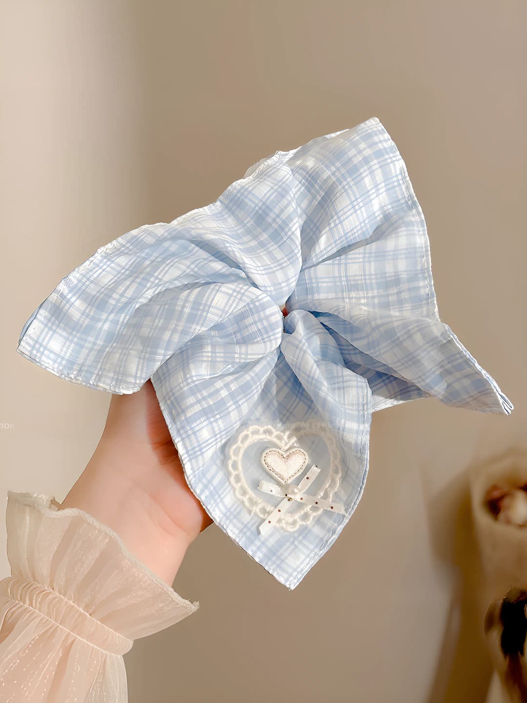 5# Plaid heart square 21*22 cm