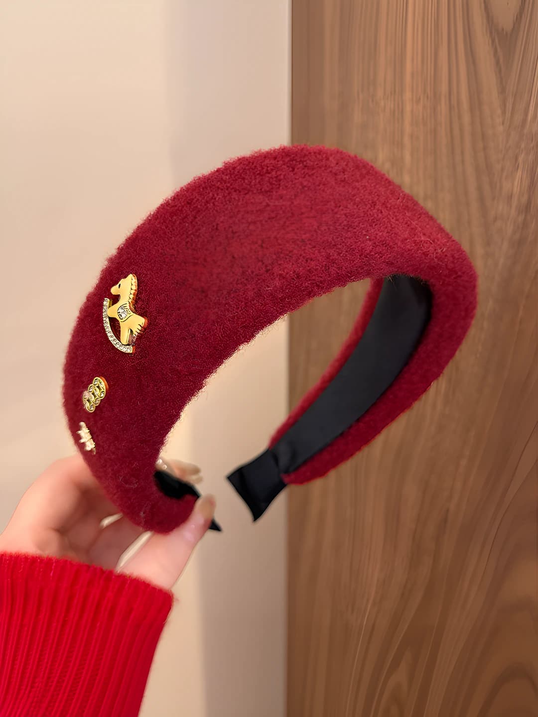 Red velvet wide headband