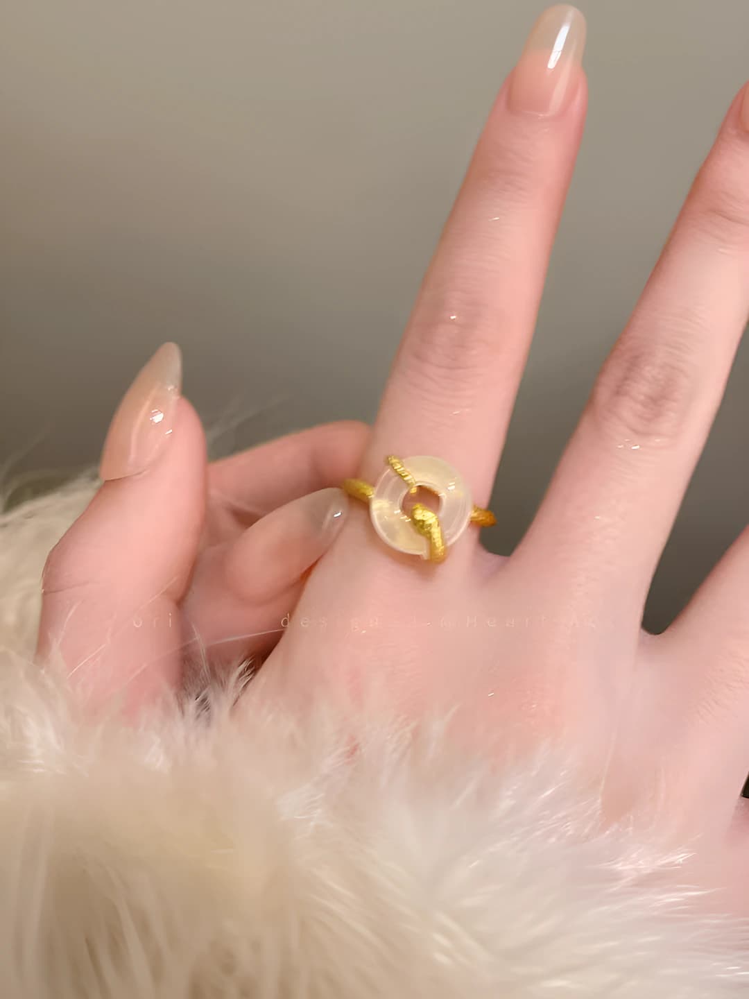 Women's retro ring with snake and safety stone, zinc alloy, handmade, for year end