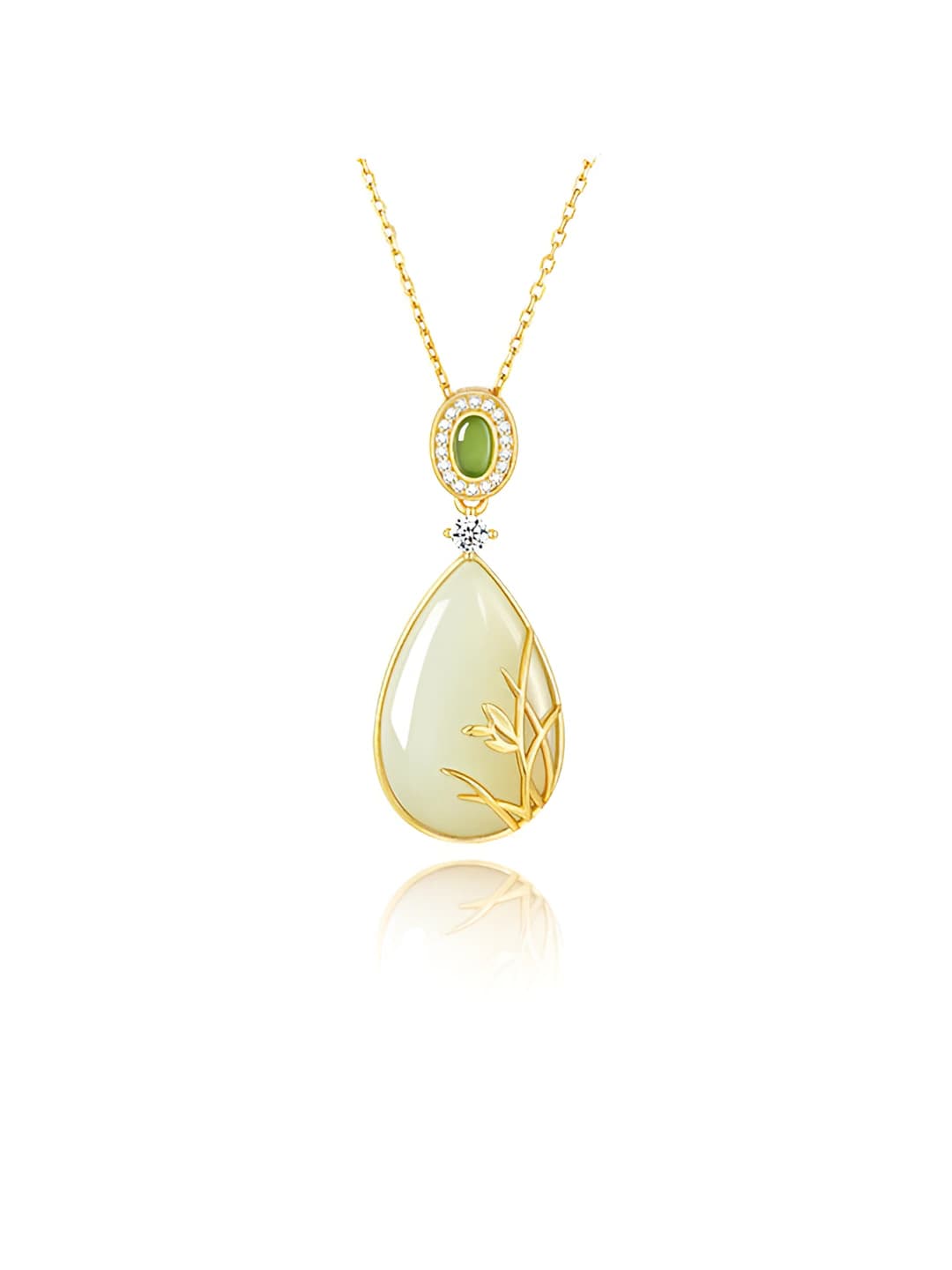Women's orchid water drop imitation jade pendant necklace, 2026, ins style, cross chain