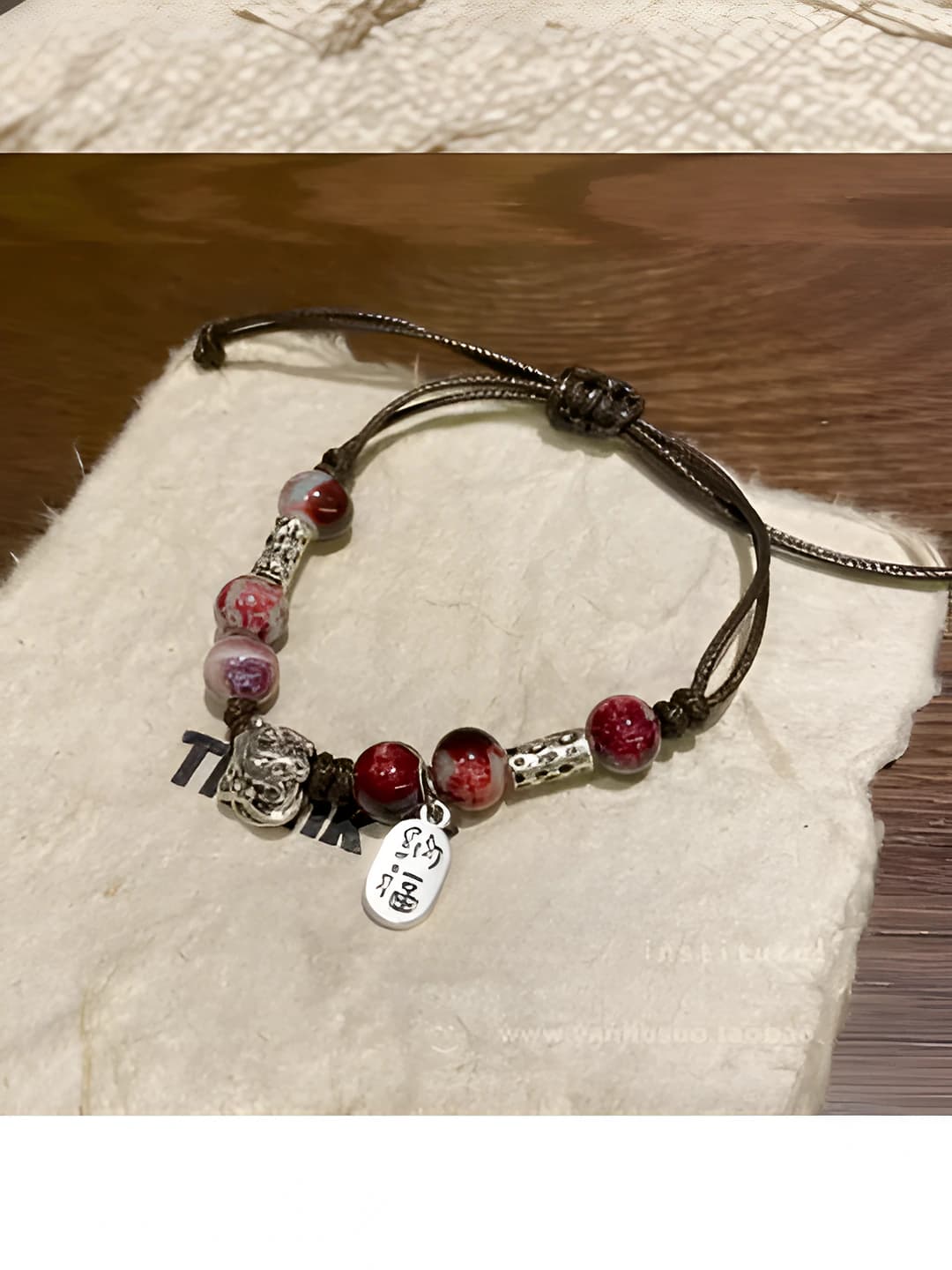 Lion red beaded bracelet
