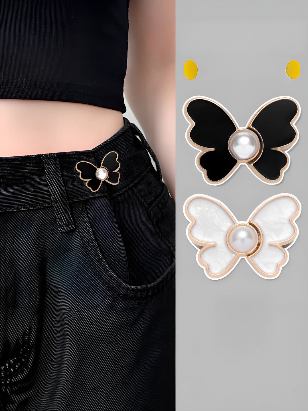 Women's brooch: for cinching jeans and skirt waist, handmade, with crown and heart, dual-use, for waist adjustment and fixing