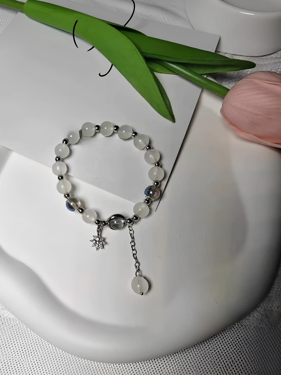 White jade star bracelet