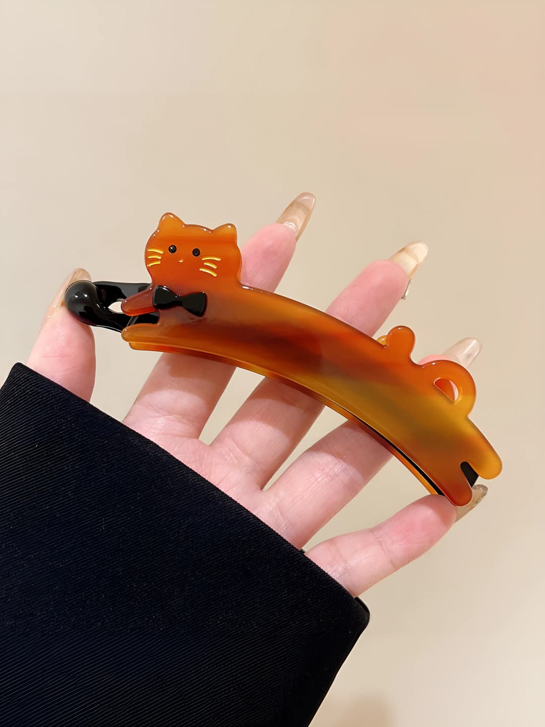 2# Black-banana clip, caramel, 10.5 cm