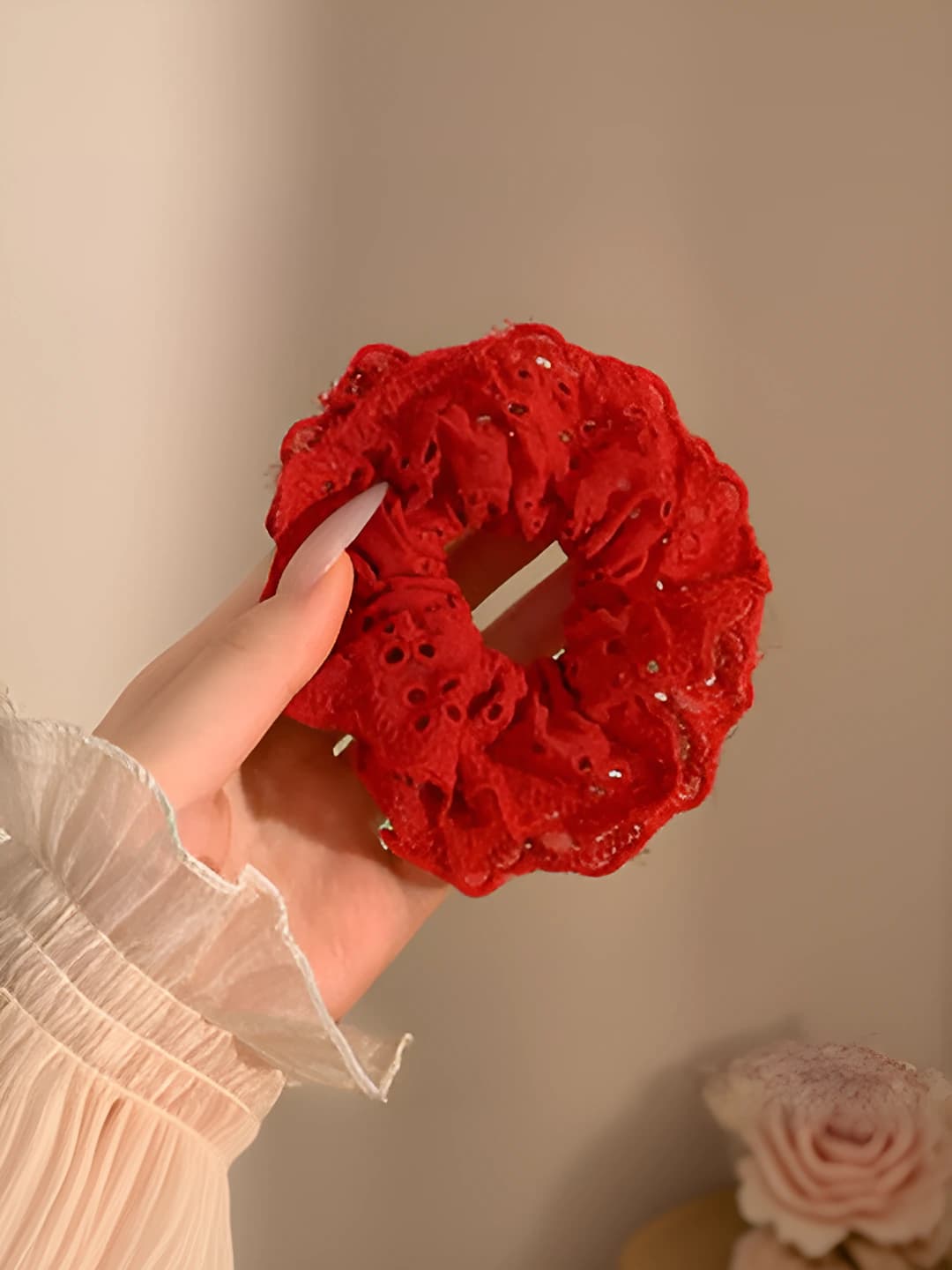 12# Red lace cutout double layer 12 cm