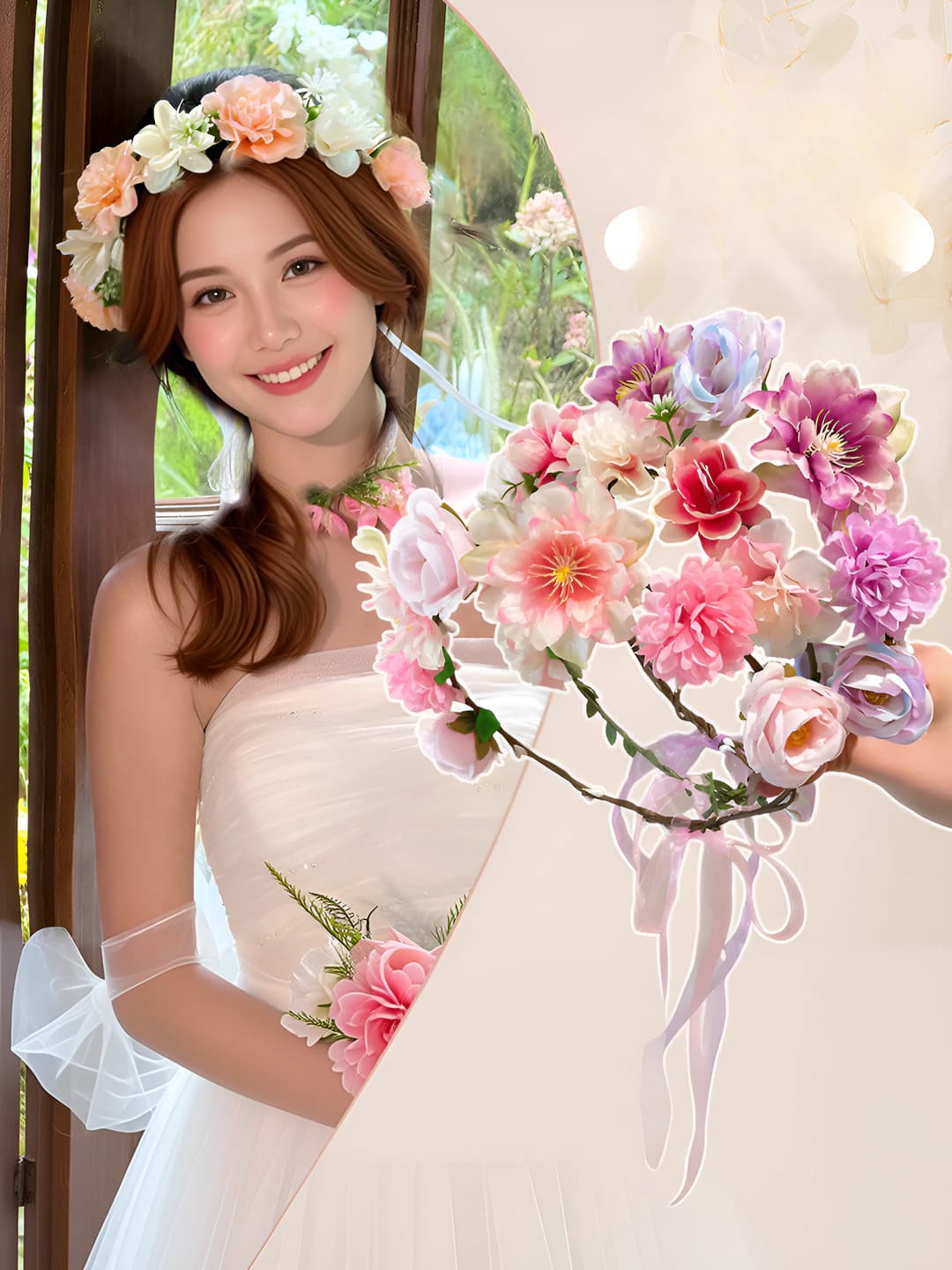 Women's floral flower-crown headband made of glass beads, 2026 style