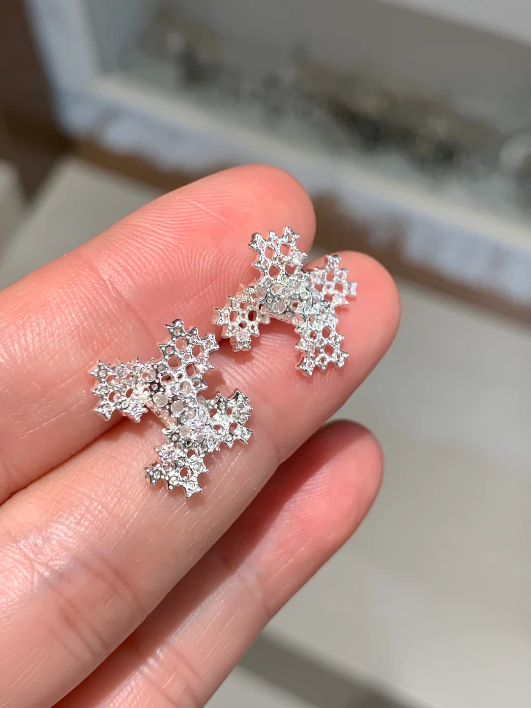 Silver, cross, cutout