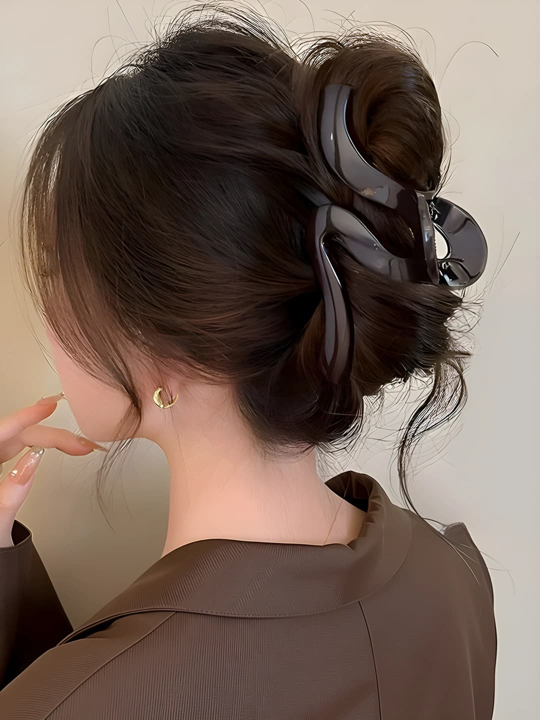 Chocolate brown, wave, 12.5 cm
