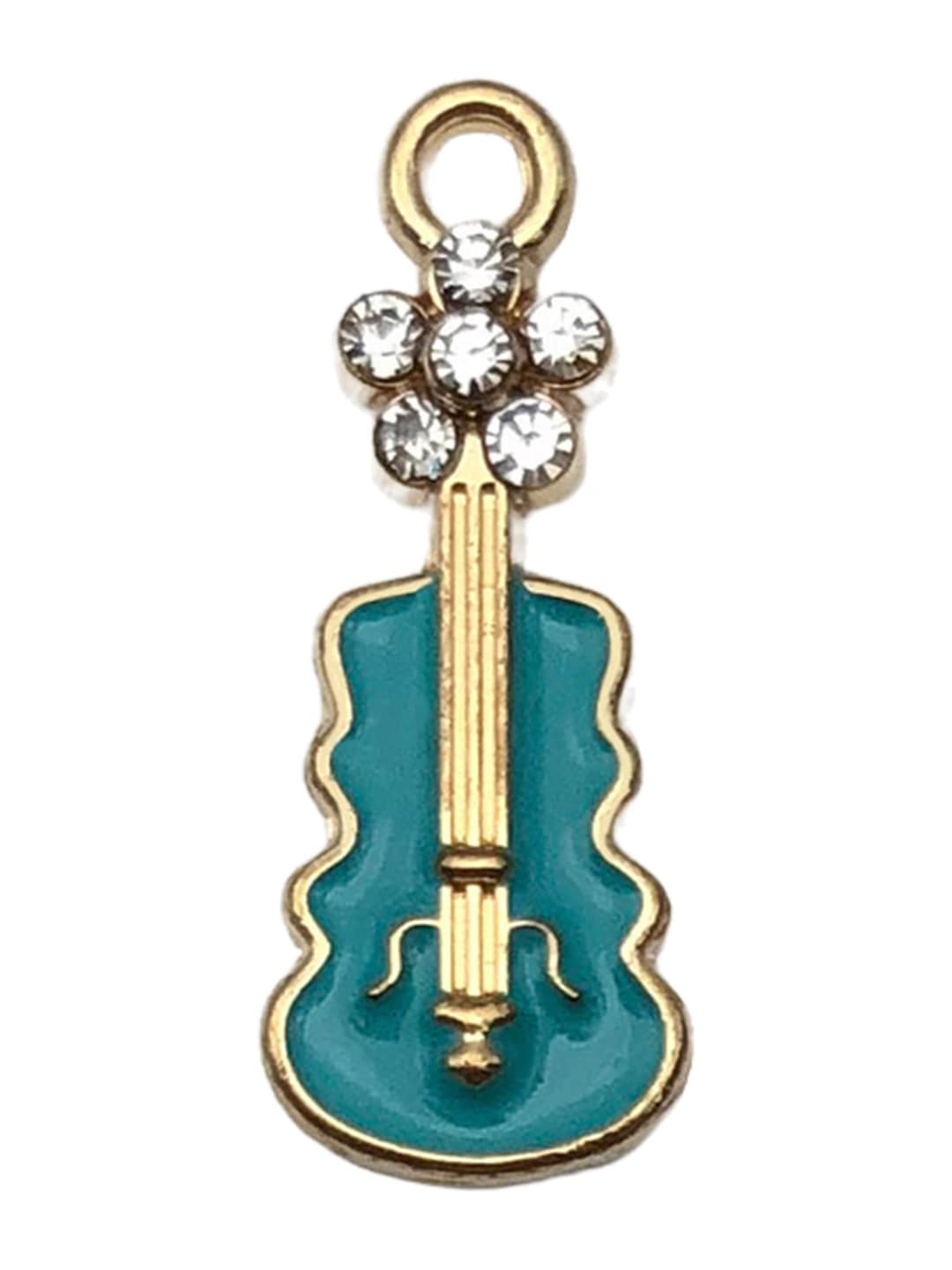 Ko'l ko'k olmosli gulli gitara 22x9mm-0.8g