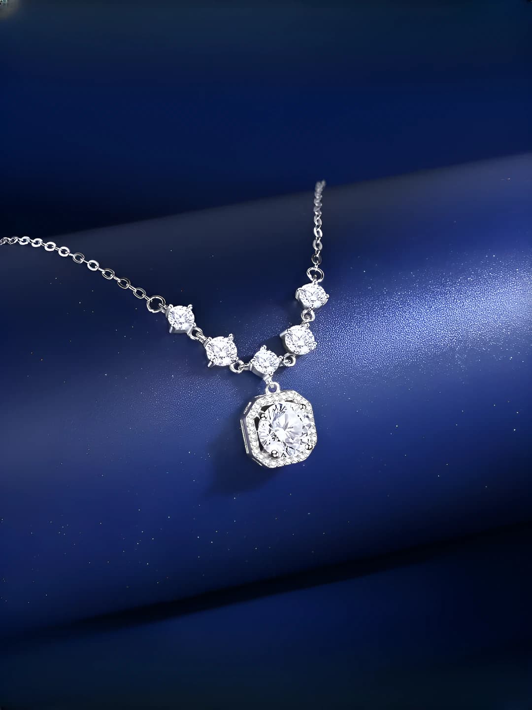 Women's cubic zirconia pendant necklace: brass, zircon, 41-50 cm, autumn-summer