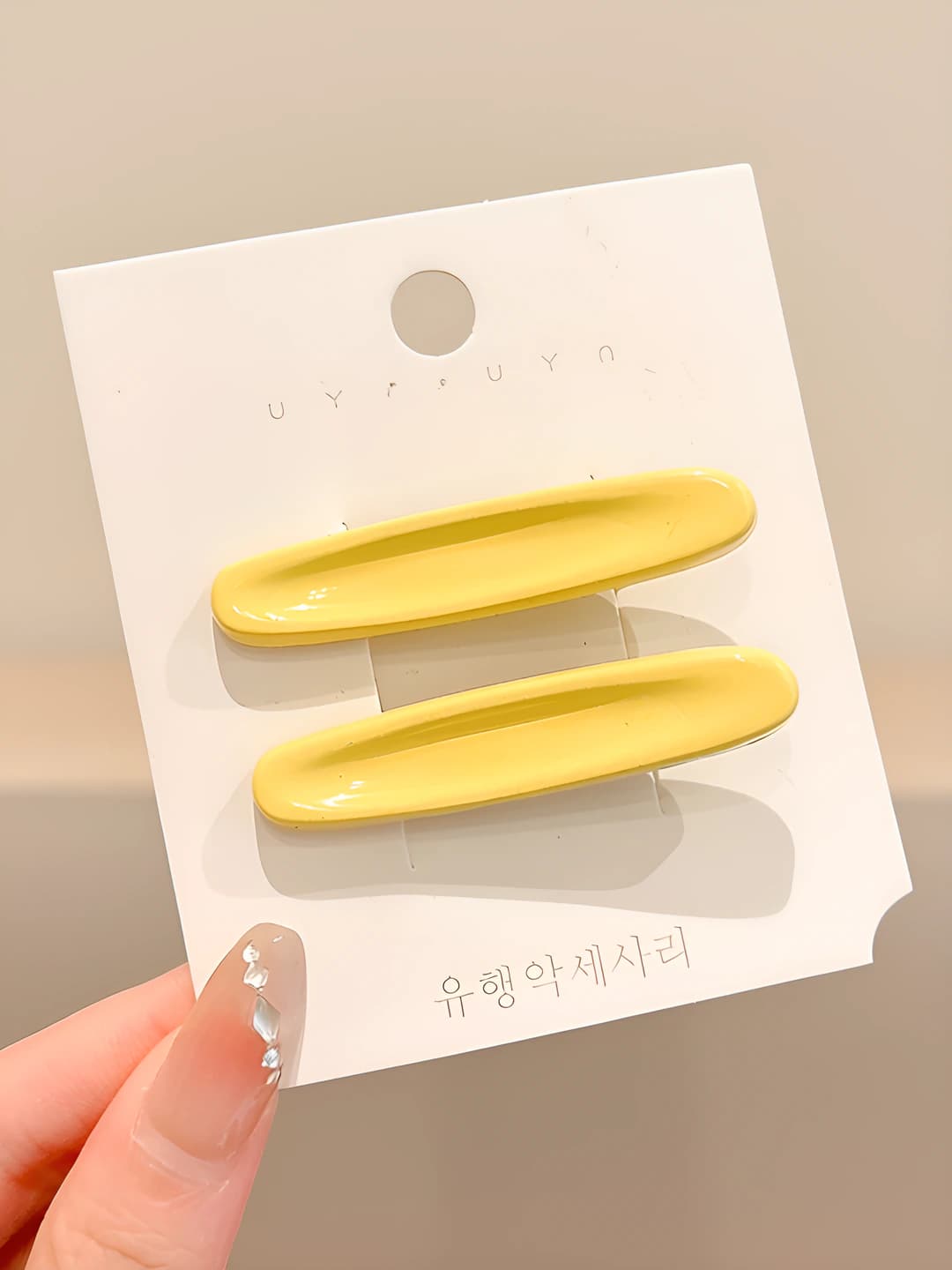 5# Color oval floral hair clip Yellow Pair ~5.2cm