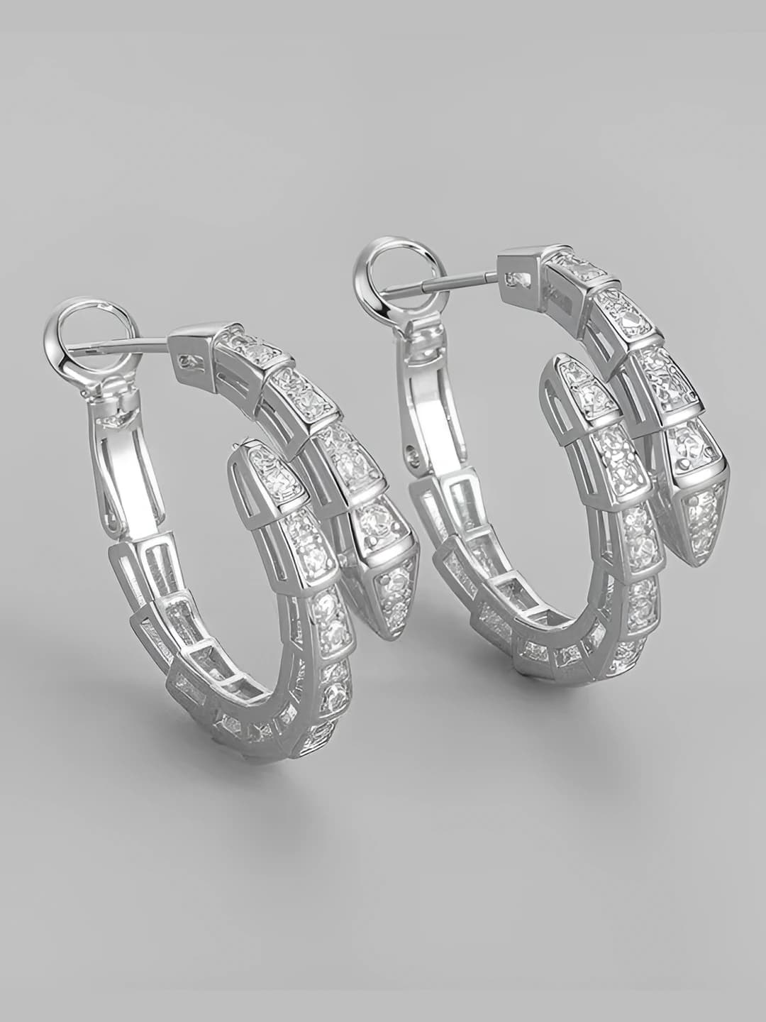 Женские серьги-кольца в форме змеи из титанового сплава с полным покрытием кристаллами, геометрический дизайн