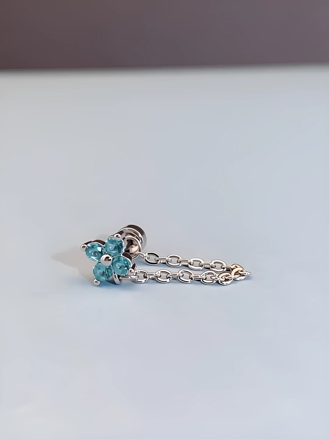 Серебряный бирюзовый клевер, 1 шт