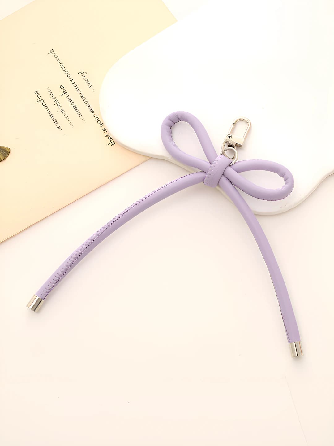 K3654 Leather bow charm Purple