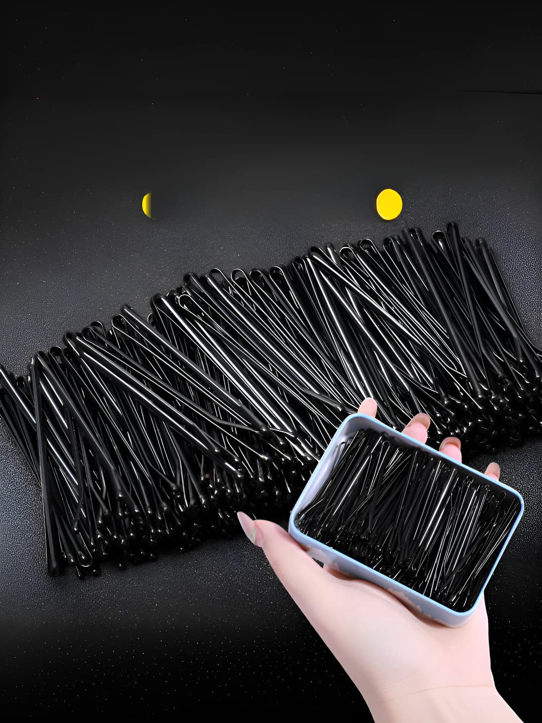 Women's black seamless bobby pins and hair clips, thick, for side part, Korean style