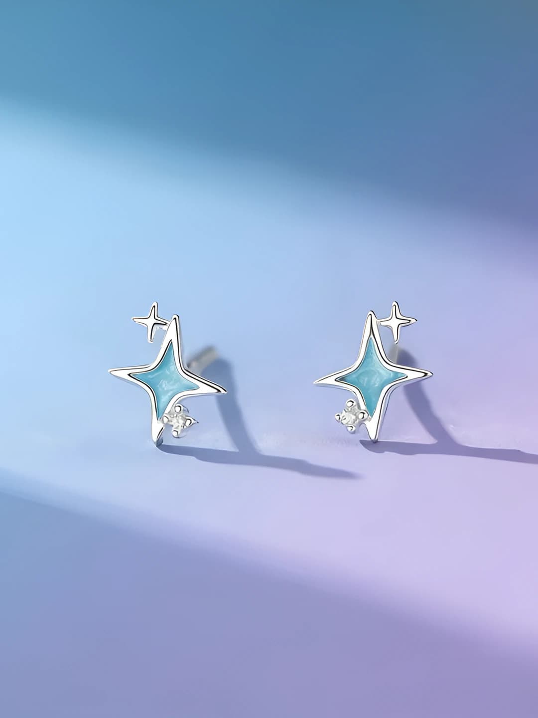 Women's summer star-shaped stud earrings, copper, electroplating, sweet and fresh style