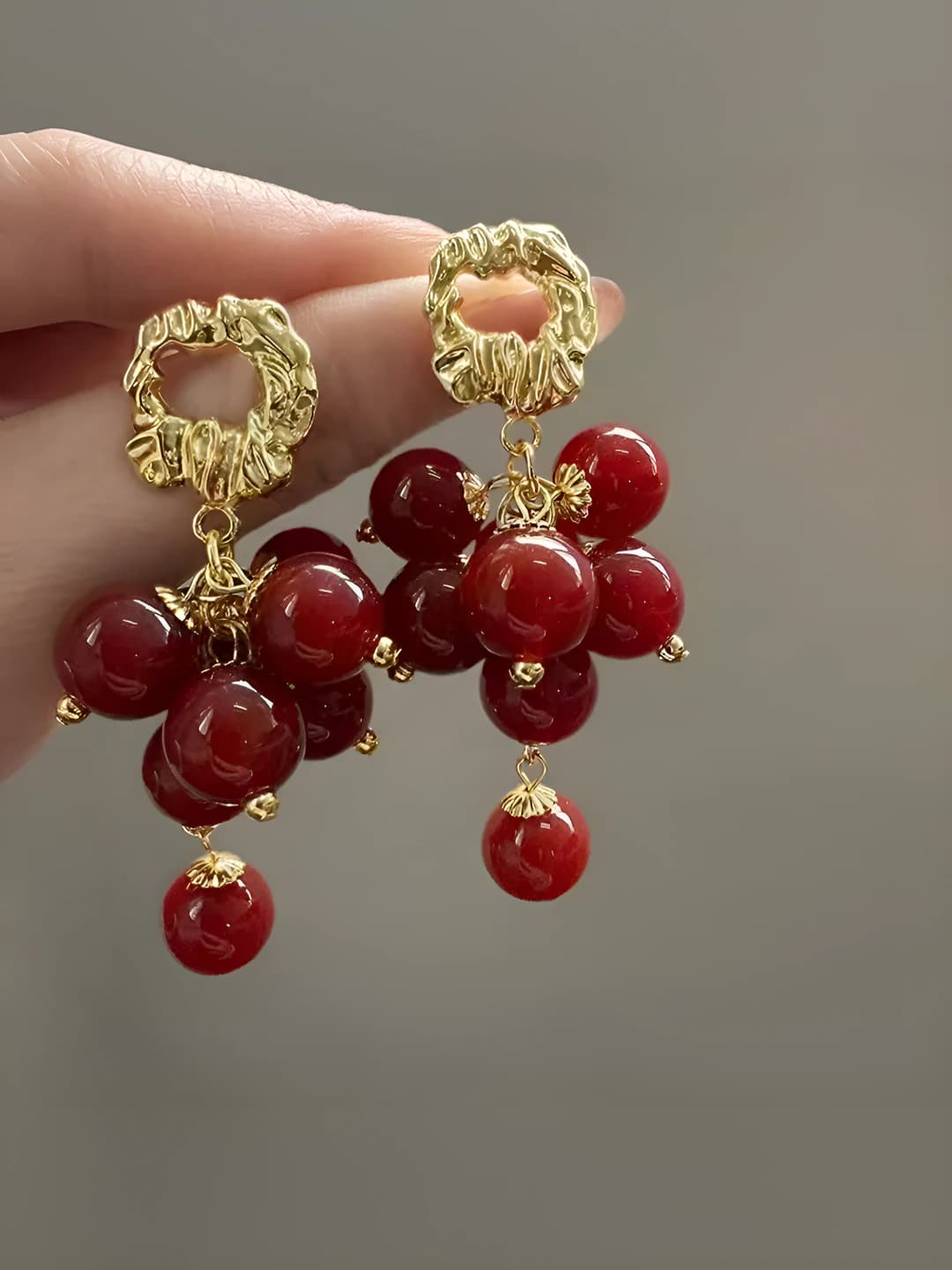 Red beaded earrings