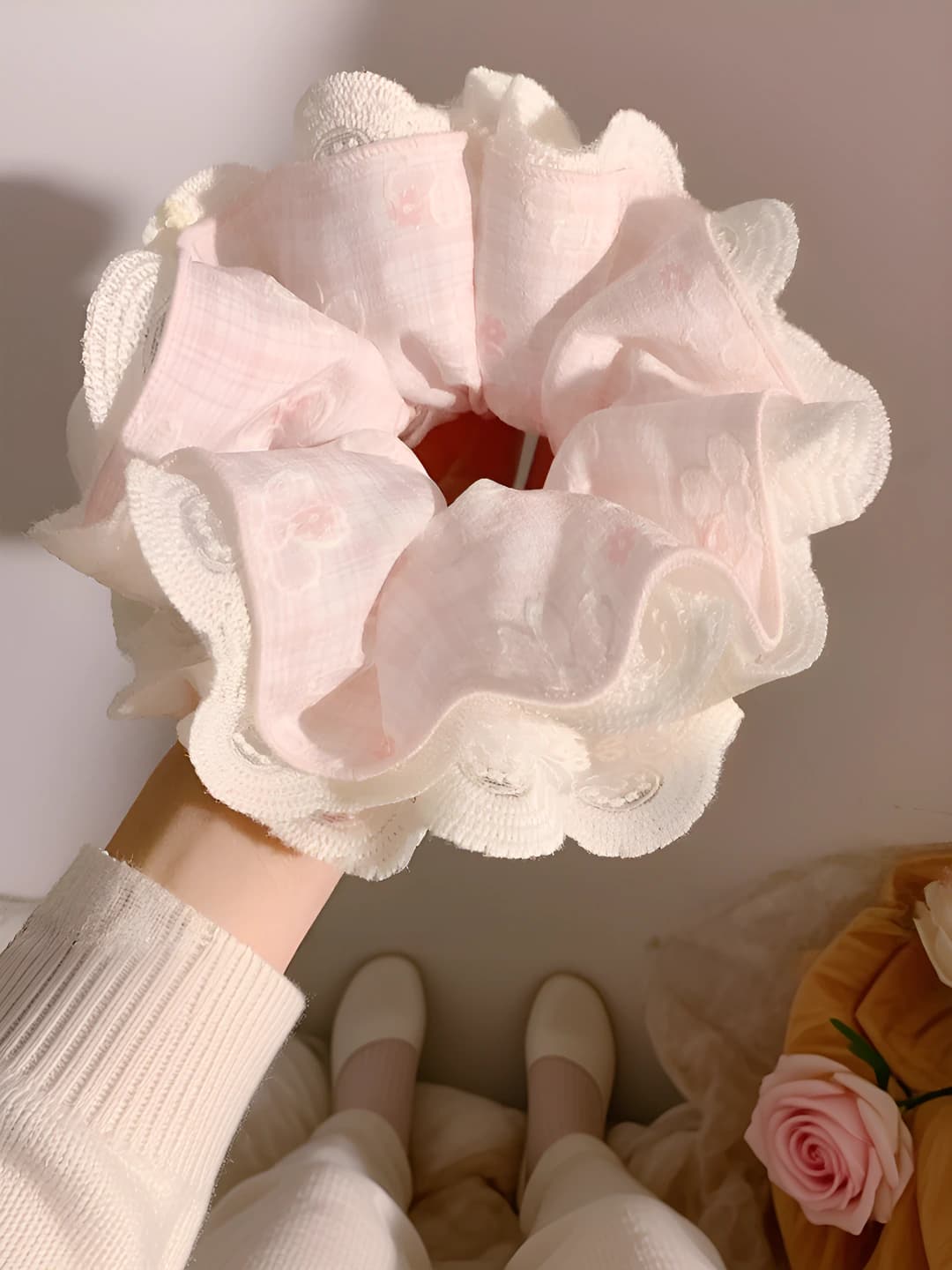 Pink plaid lace, 4 layers, 16 cm