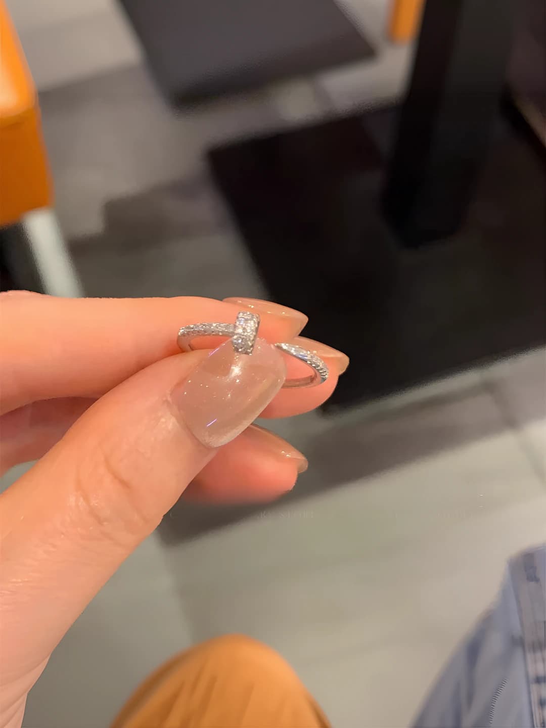 Silver full diamond stud ring