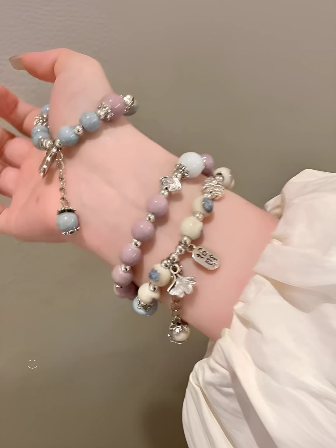 Women's ceramic beaded bracelet, 2026, natural style, geometric shape, design elements: pearl, shell, starry sky, meteor shower, Saturn, water flow