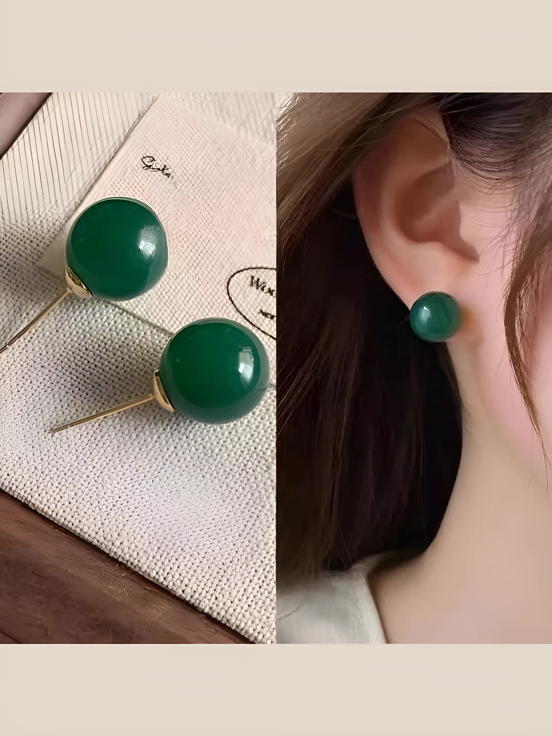 12mm green bead studs 478