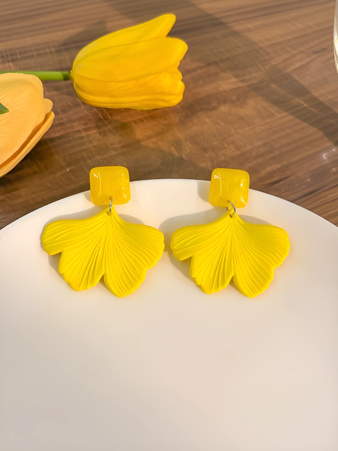 Yellow maple leaf studs, 925 silver