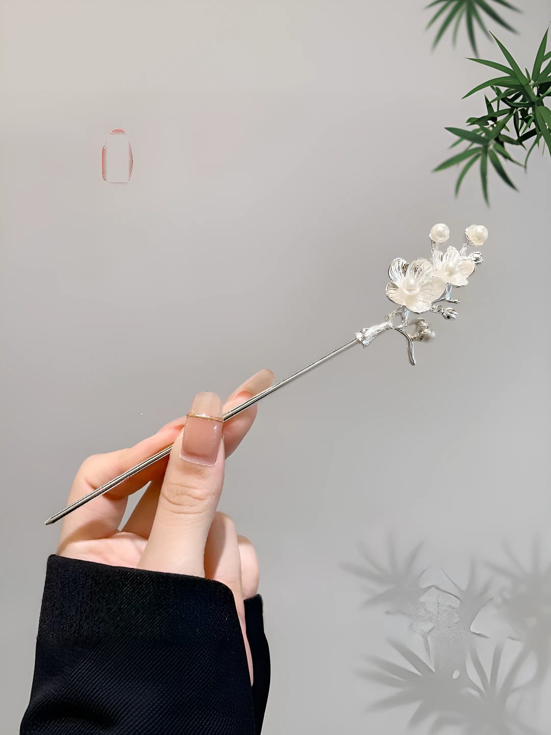 63# Pearl peach blossom hairpin - Silver